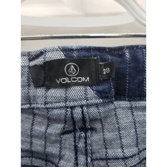 Volcom Pinstriped Button Fly Jeans Size 28 Skinny High Rise - Picture 4 of 8